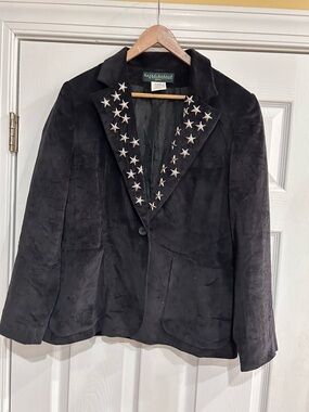 Harve Benard Black Blazer with Silver Star Studs